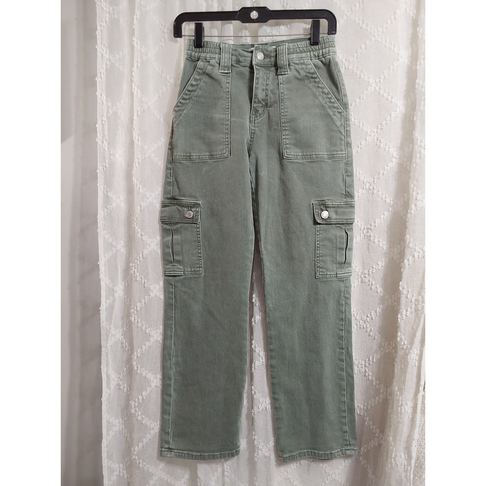 Vervet by Flying Monkey Sage Green High Rise Straight Leg Cargo Pants Size 25
